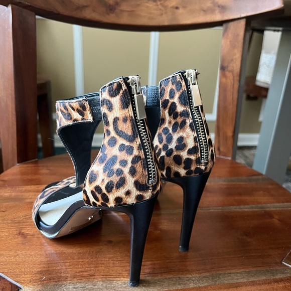 Katherine Kelly Blake T-Strap Natural Leopard Calf Hair Stiletto Heels - Picture 6 of 15